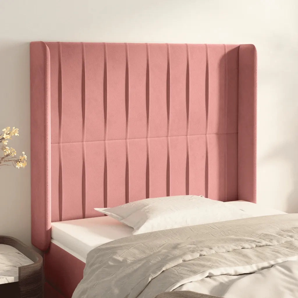 Testiera ad Orecchio-Testata con Orecchie Nera 103x16x118/128 cm in Velluto 998695