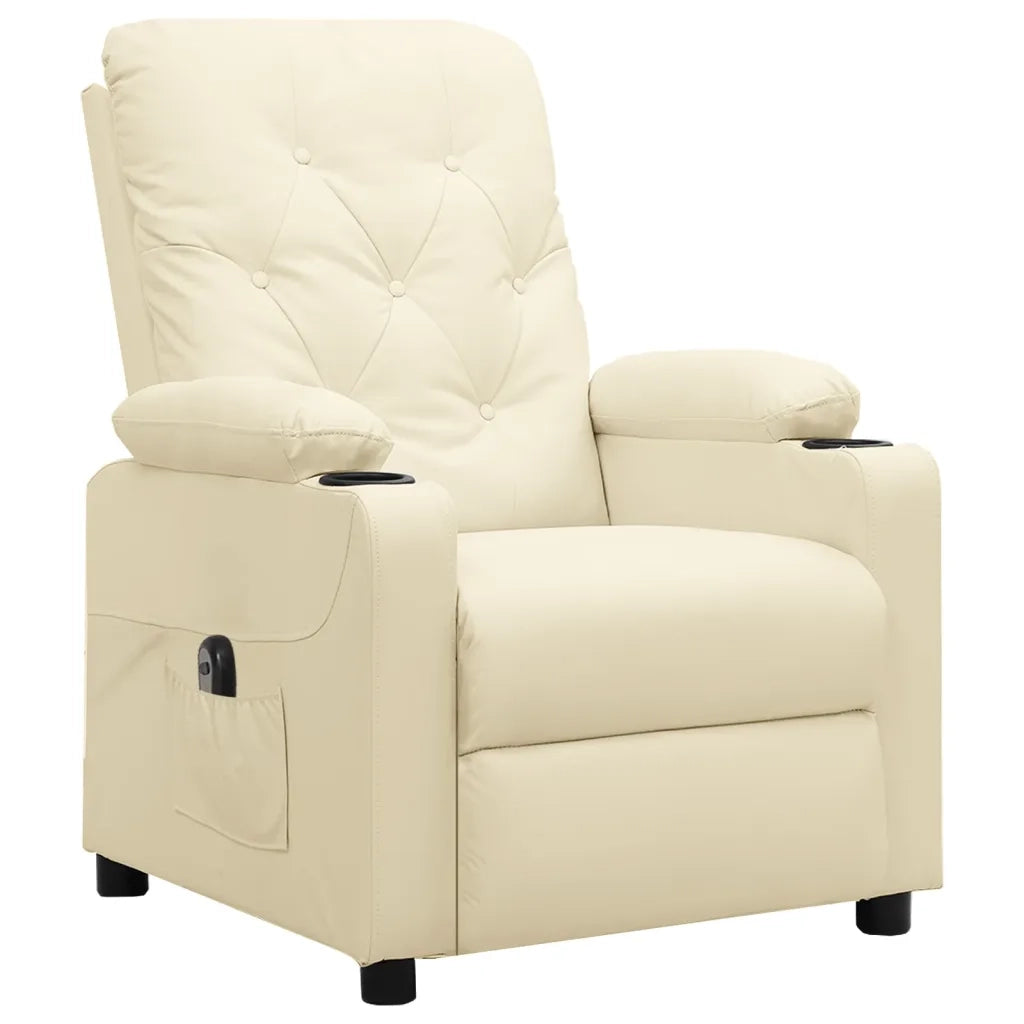 Poltrona | Sedia Relax Reclinabile Elettrica Crema in Similpelle