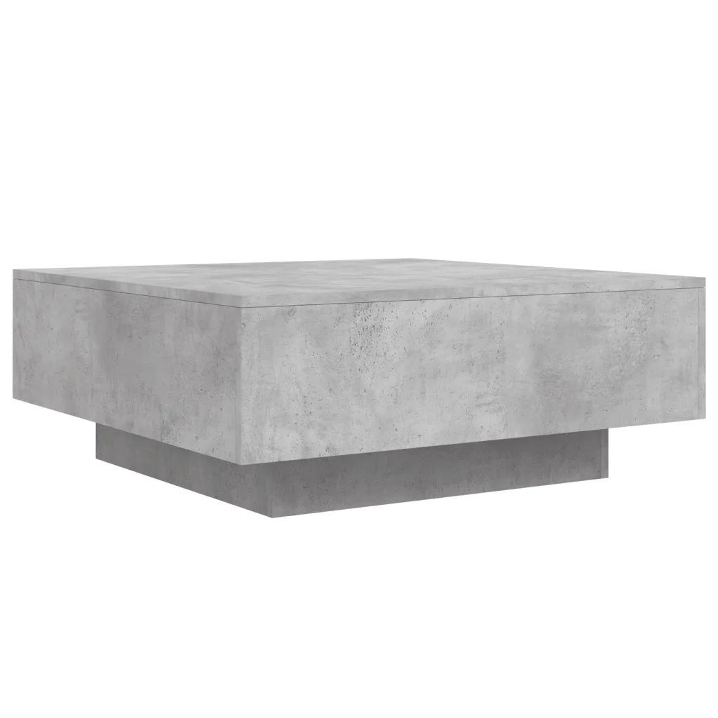 Tavolino Salotto-Tavolino da soggiorno-Tavolo Grigio Cemento 80x80x31 cm Legno Multistrato