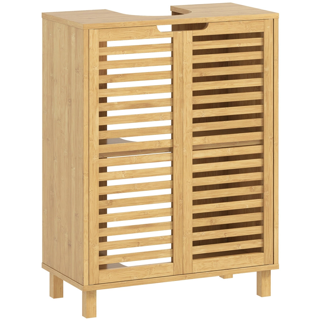 Mobile da Bagno con Ante a Lamelle ¨C Zephmum ¨C Legno di Bamb¨´ Naturale