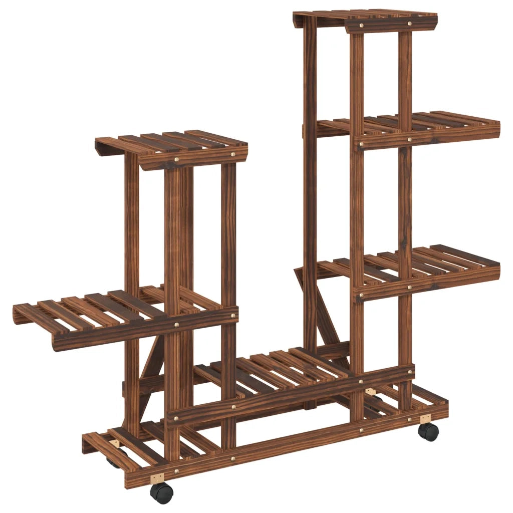 Portafiori | Sostegno per piante con Ruote 95x25x101 cm in Legno Massello di Abete