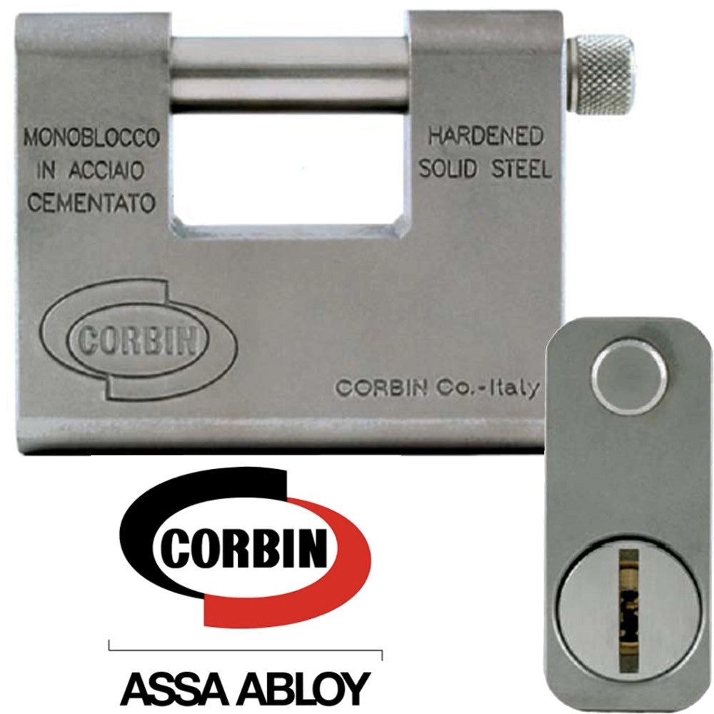 Trade Shop - Lucchetto Grizzly In Acciaio Cementato Antitrapano Con Chiave Dom Corbin -    -69 Mm   -