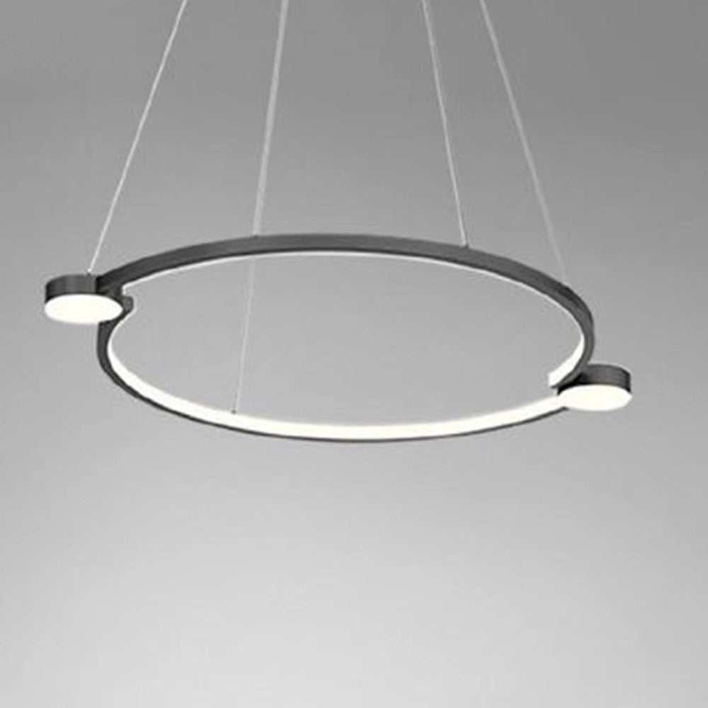 Trade Shop - Lampadario A Sospensione Led 20w Cerchio Con Telecomando Design Moderno Nero 71095 -