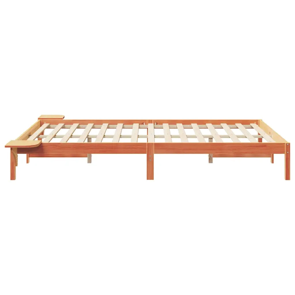 Letto con Tavolini Laterali Marrone cerato 140 x 220 cm 873249