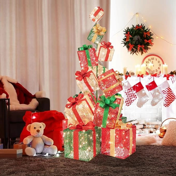 Scatola regalo a LED, 170 cm, impilabile e distribuibile, decorazione natalizia con 450 LED, illuminazione decorativa per interni ed esterni