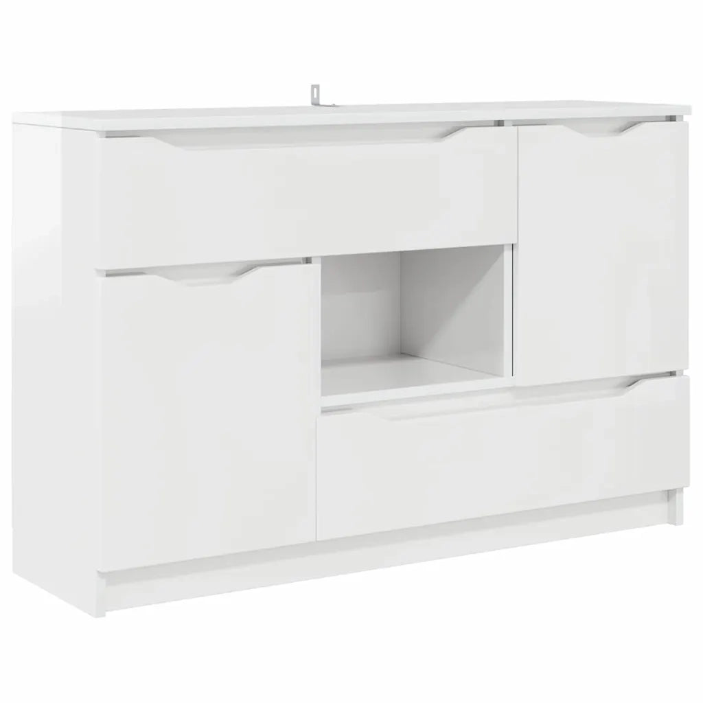 Credenza-Buffet-Armadio da cucina Bianco Lucido 100 x 30 x 65,6 Legno multistrato