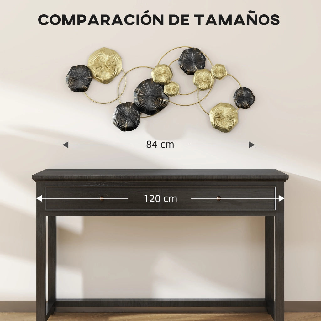Scultura a Parete Foglia di Loto ¨C Minimal ¨C Dorato e Nero 84x35 cm