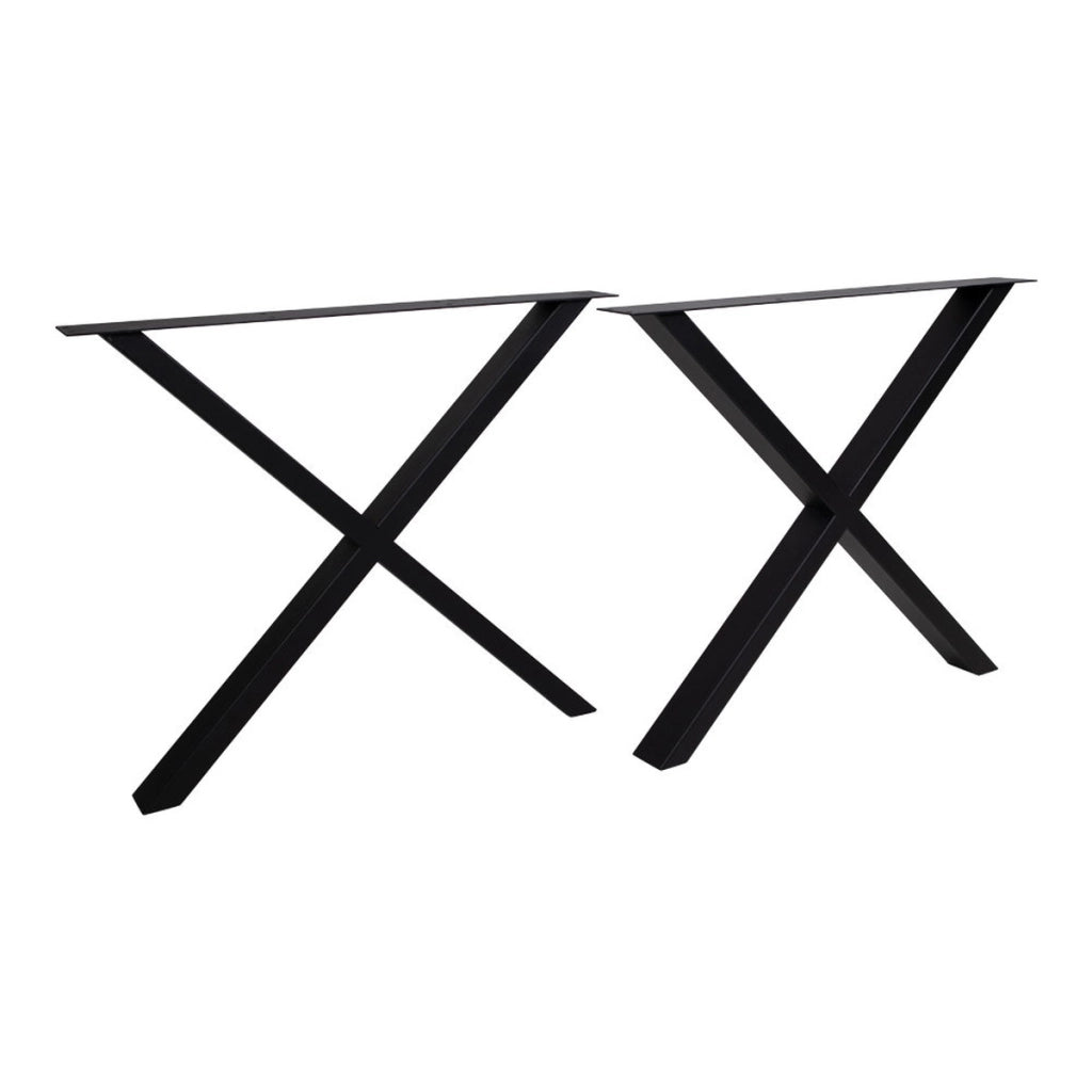 Gambe Nimes design X per tavolo da pranzo in acciaio nero, 86×70,8 cm