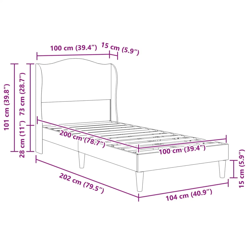 Letto singolo | Letto per adulti | Struttura del letto con testiera Bianco 100 x 200 cm Similpelle