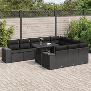Set Divani da Giardino 11 pz con Cuscini in Polyrattan Nero 3326866
