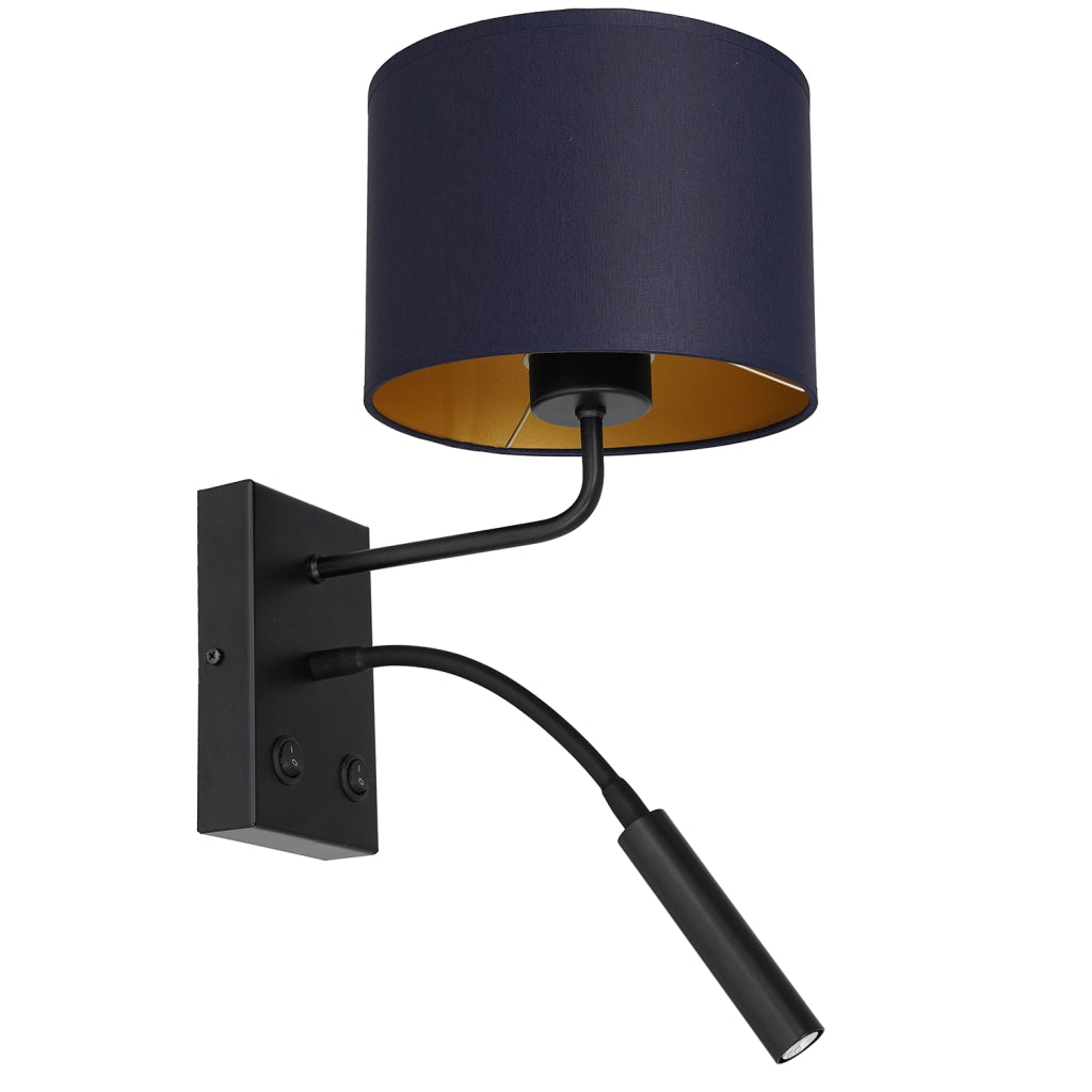 Applique Arden Luminex nera, paralume blu oro E27+G9