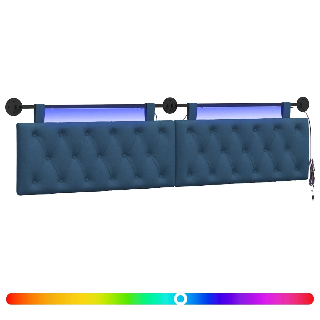 Testiera sospesa Con luce LED Blu Tessuto 3424717