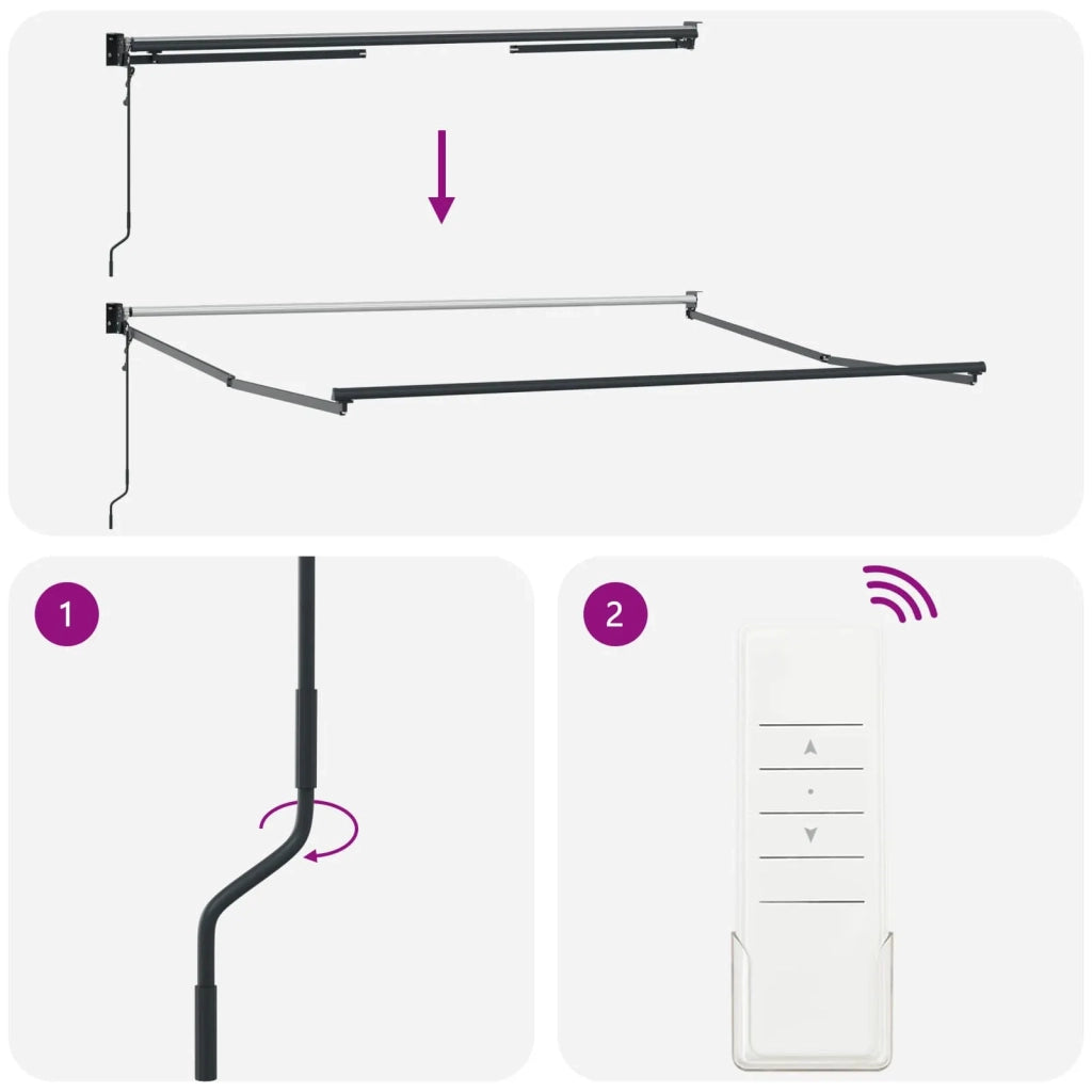 Tenda da Sole | Tenda Retrattile Nero 350 x 250 cm Poliestere e Alluminio