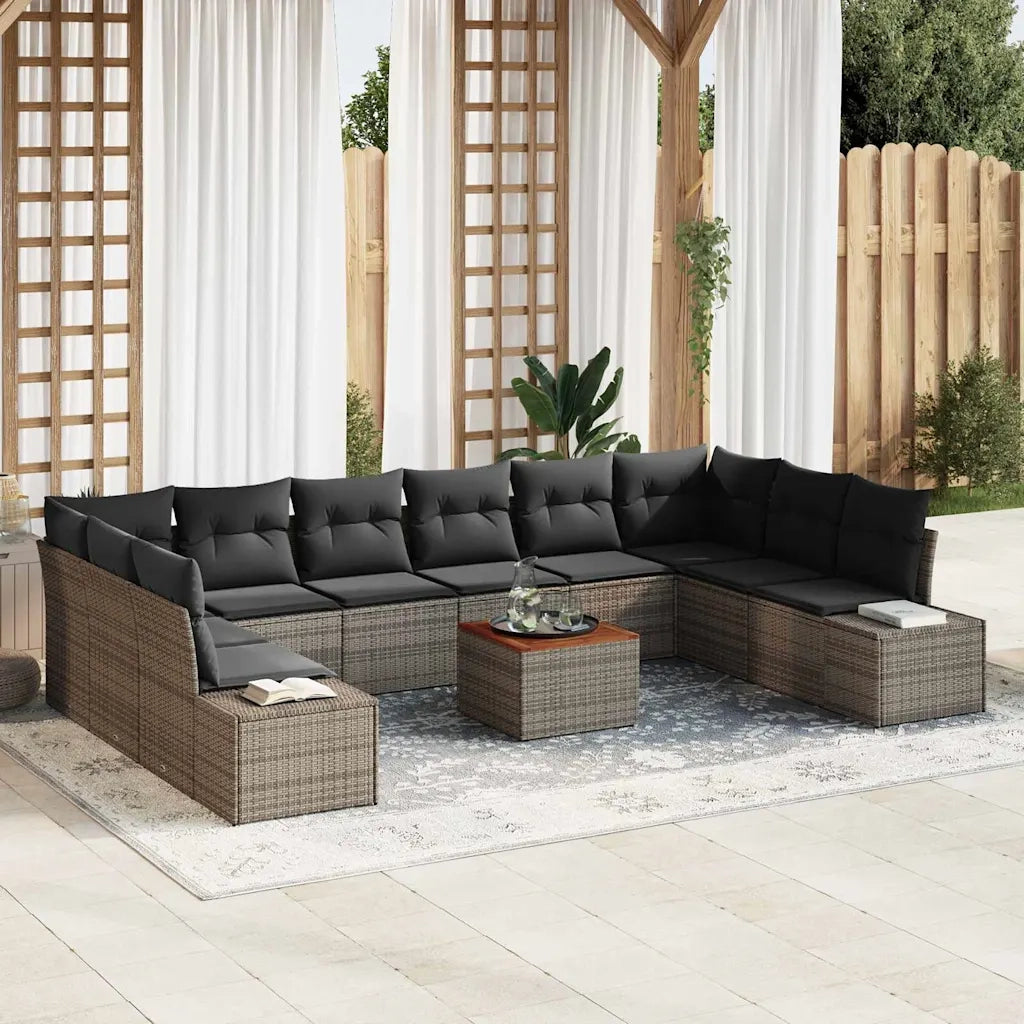 Set Divano da Giardino con cuscino 11 pcs Grigio polyrattan 3348007