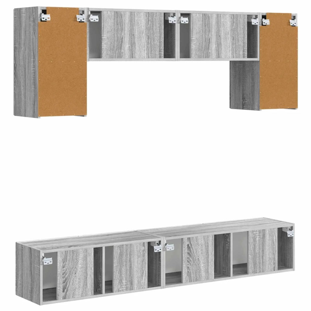 Set mobile TV 4 pz | Armadietto TV | Mobile Porta TV Grigio Sonoma Legno multistrato
