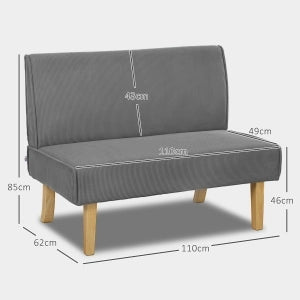DIVANO 2 POSTI 110 x 62 x 85 cm Grigio in poliestere