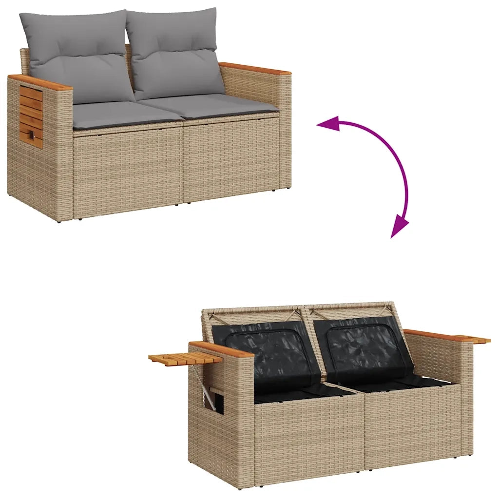 Set Divani da Giardino 7 pz con Cuscini Beige in Polyrattan 3325986