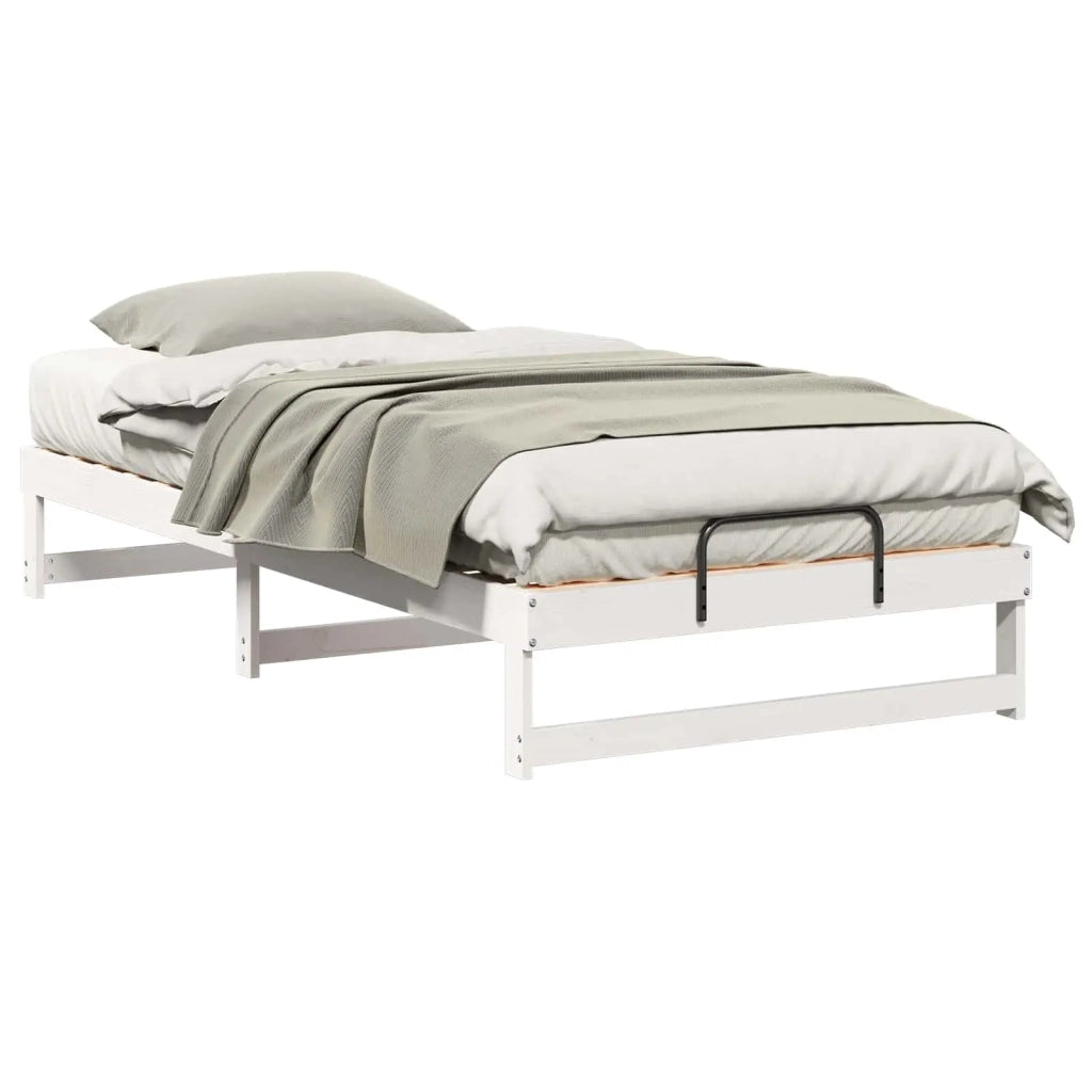 Letto singolo | Letto per adulti | Struttura del letto Bianco 100 x 210 cm Pino massello