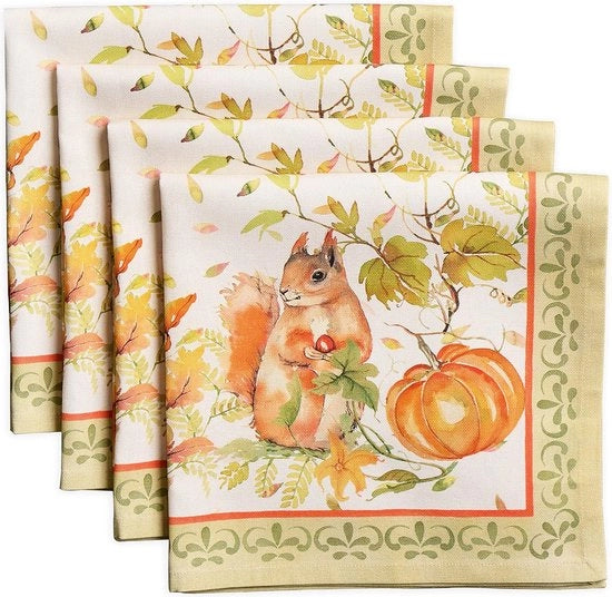 Set di 4 tovaglioli in cotone 100% morbidi e comodi per uso familiare, matrimoni, cocktail party, cucina, casa, festa di raccolta, Natale (45 cm x 45 cm)