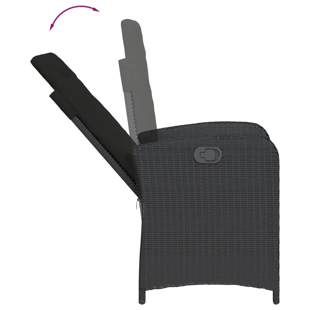Set da Pranzo da Giardino 5 pz Nero con Cuscini in Polyrattan 3212314