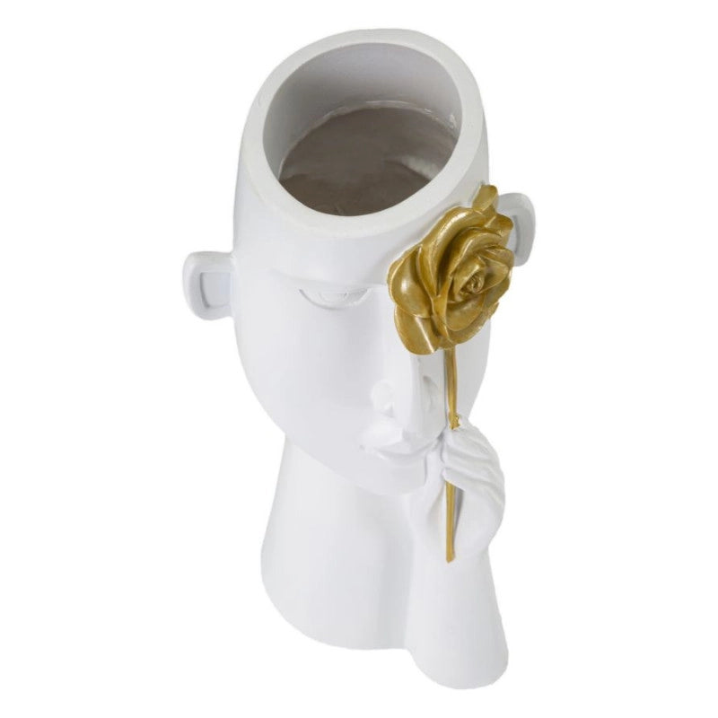Vaso Face Con Fiore cm 14x13x27