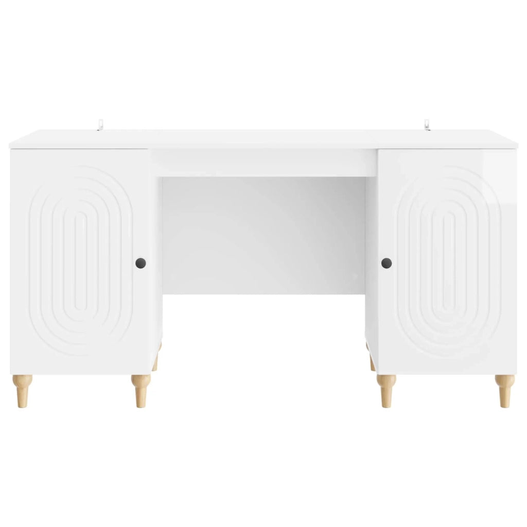 Scrivania Bianco Lucido 142,5 x 50 x 75 cm Legno ingegnerizzato 3414580