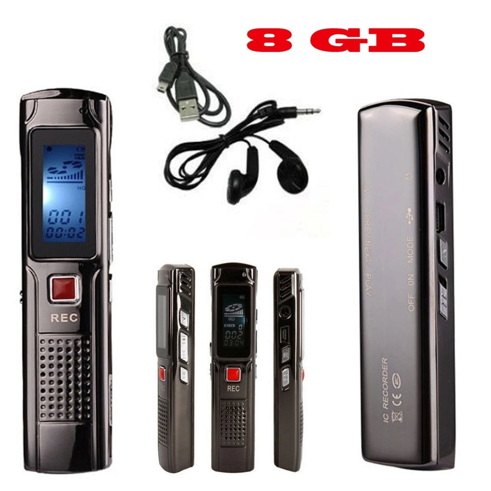 Trade Shop - Registratore Digitale 8 Gb Usb Vocale Spia Vox Ricaricabile Mini Ultraslim -