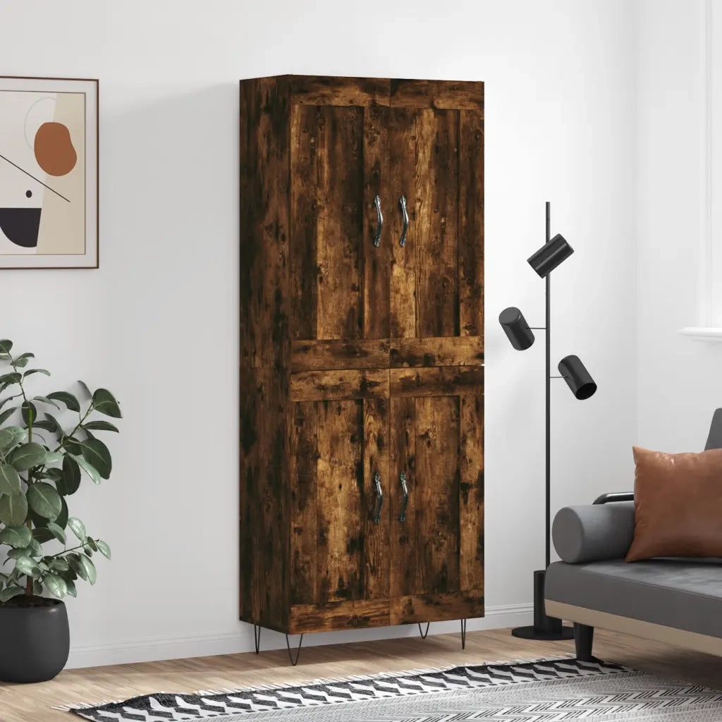 Credenza | Madia | Buffet da pranzo | Armadio da pranzo Rovere Fumo 69,5x34x180 cm in Legno Multistrato
