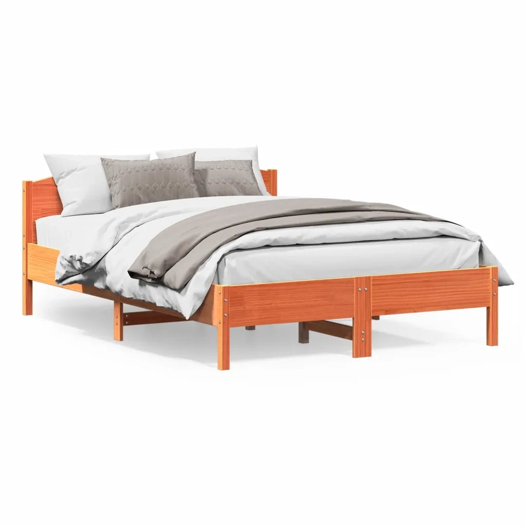 Giroletto senza Materasso-Struttura Letto Marrone Cera 140x200cm Massello Pino 803036