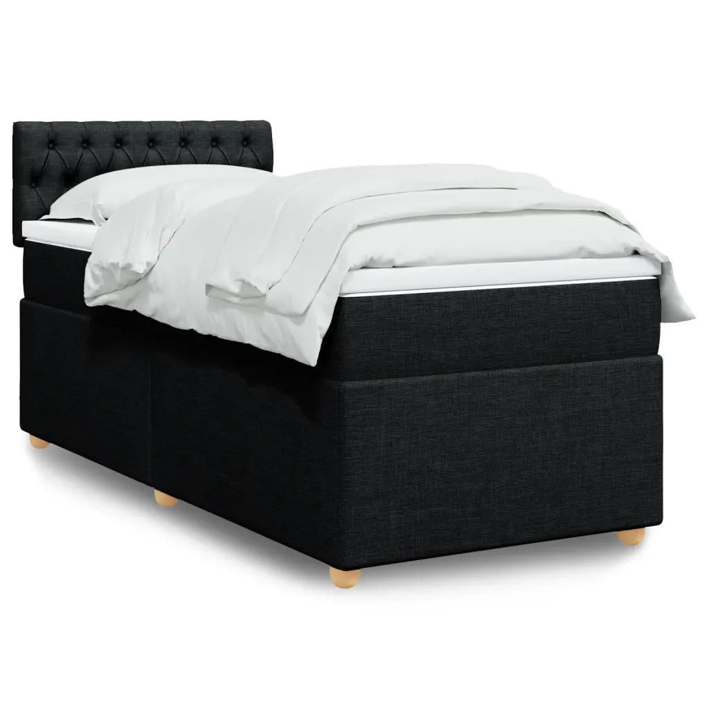 Giroletto a Molle con Materasso-Struttura Letto Nero 80x200 cm inTessuto 840940