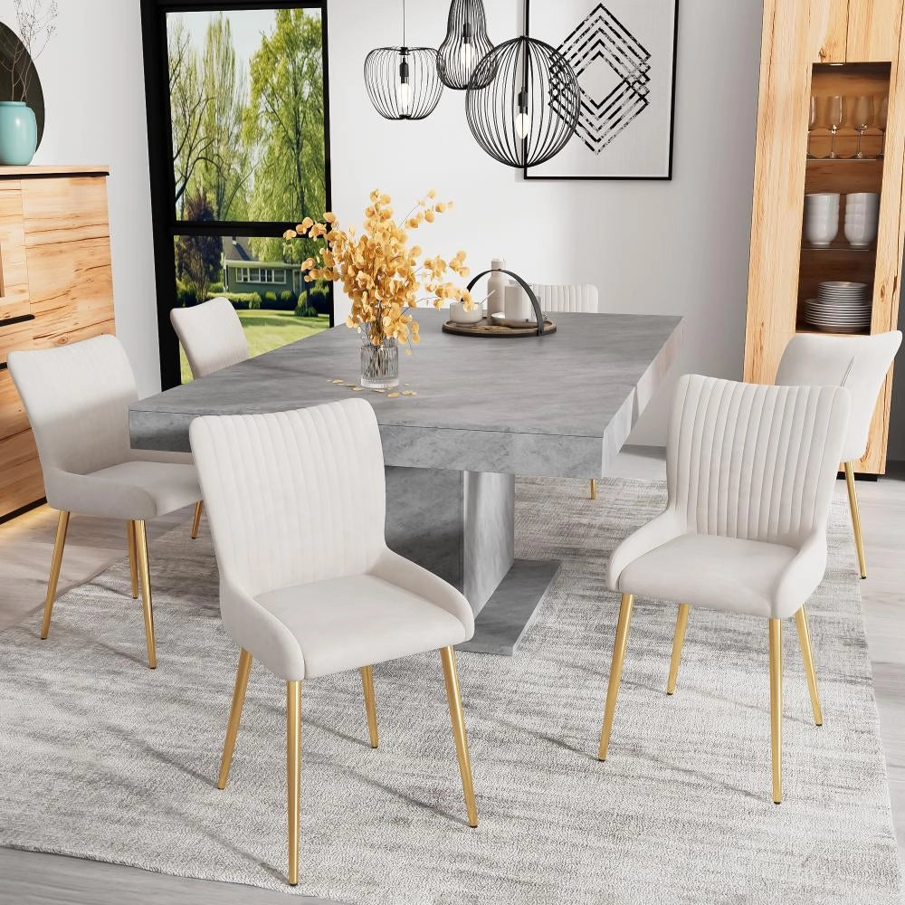 Set di 6 sedie da pranzo in velluto - Xylo - Supporto lombare gambe in metallo dorato