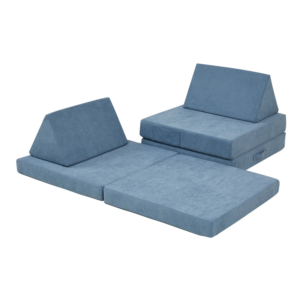 Set divano e poltrona da gioco in velluto a coste 5 pezzi 120 x 66 x 46 cm blu 03_0009142