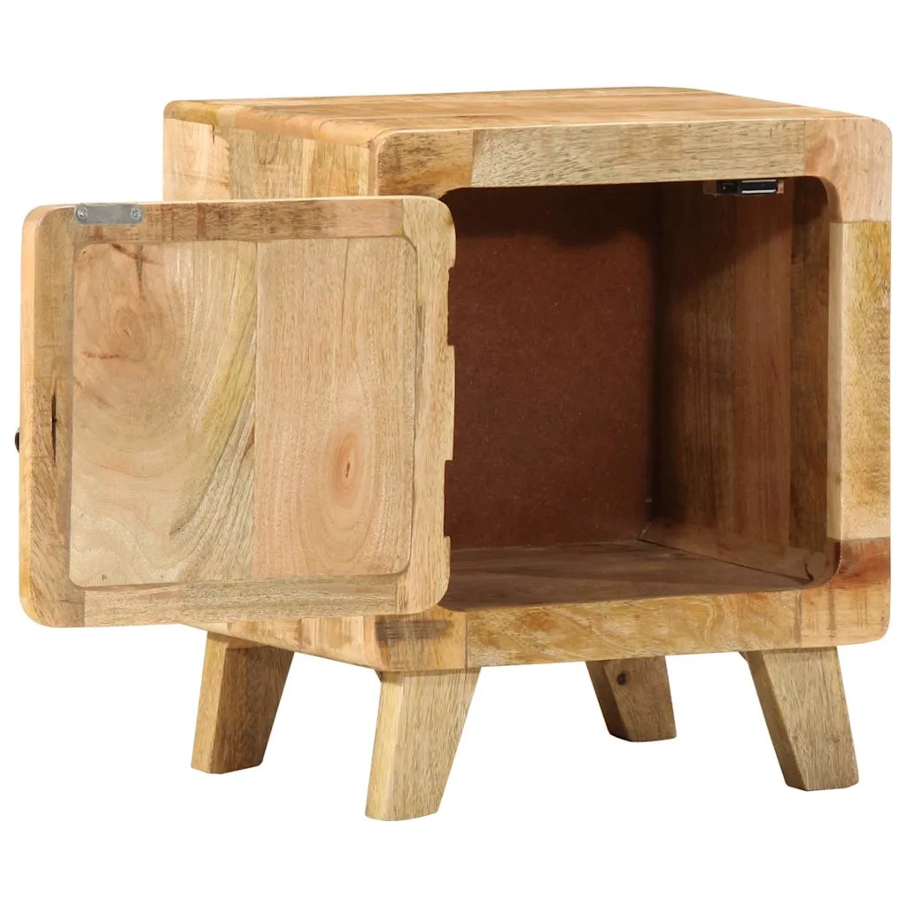 Comodini 2pz-Set di 2 Tavolino da notte 40x32x46 cm in Legno Massello di Mango Grezzo