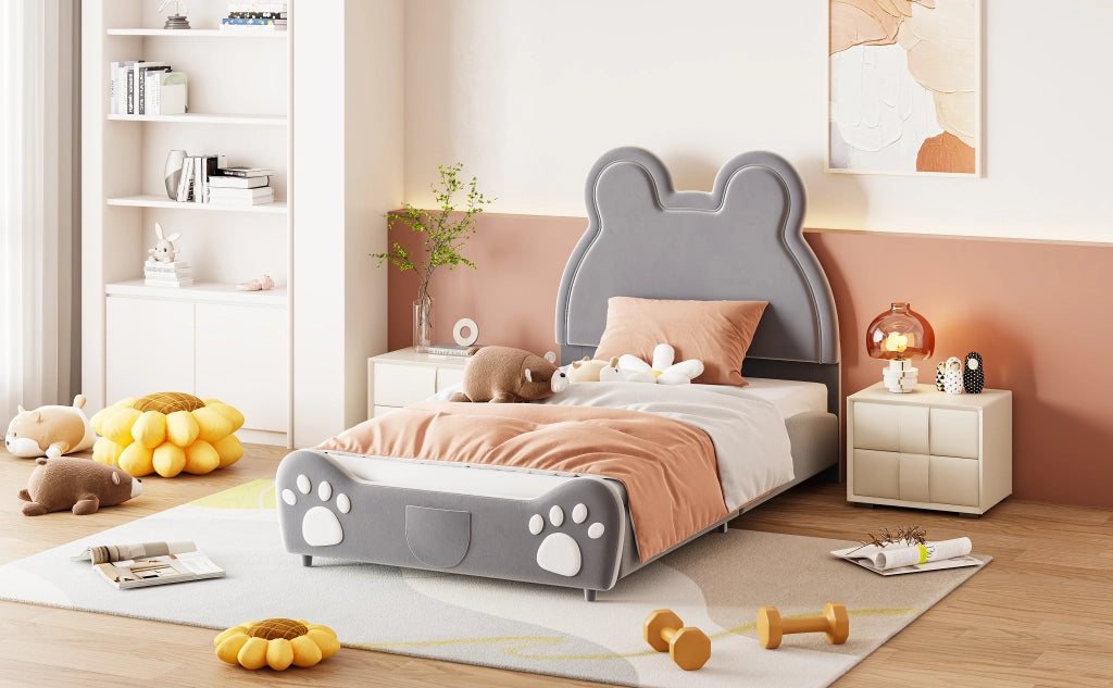 letto imbottito velluto grigio 90 x 200 cm