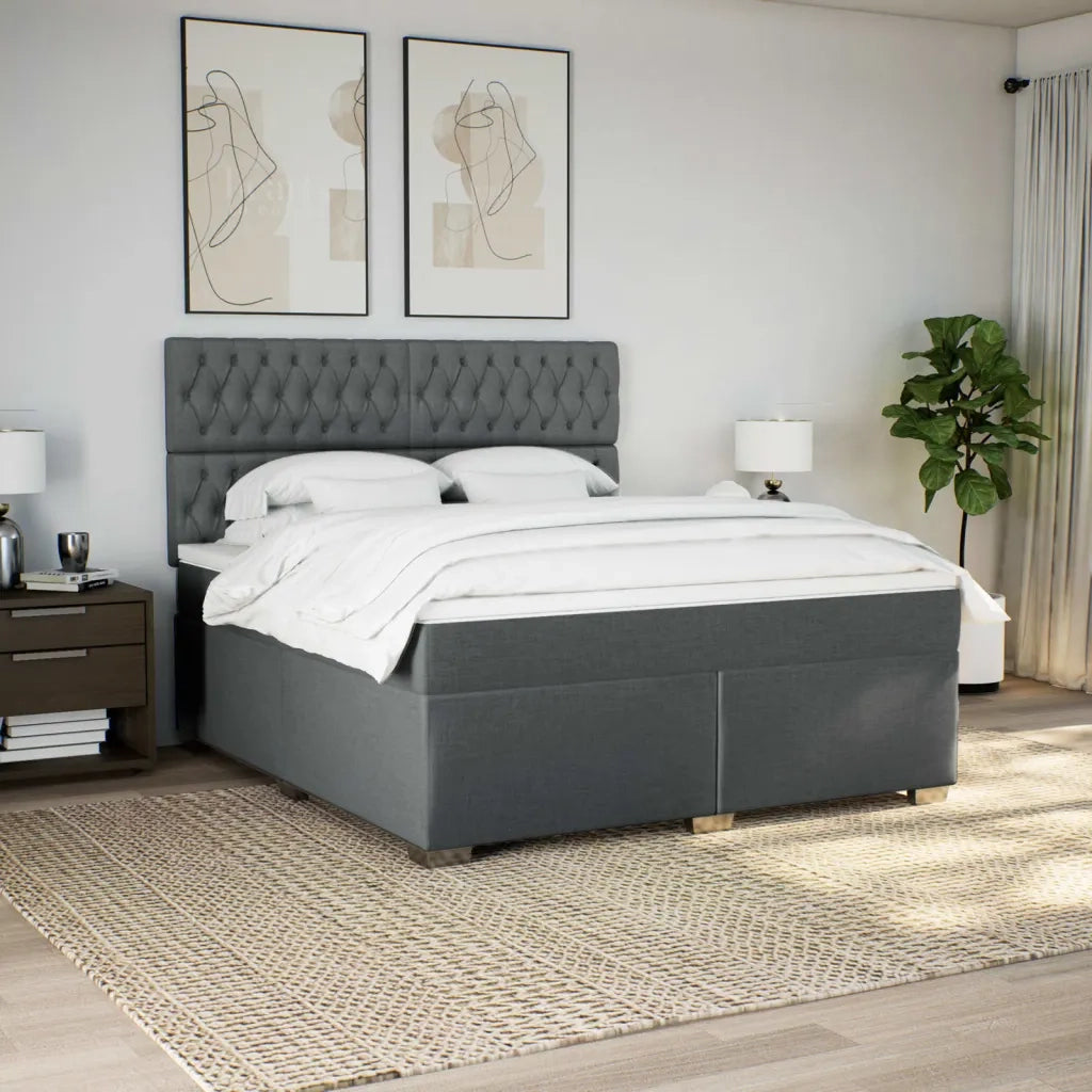 Giroletto a Molle con Materasso Grigio Scuro 180x200 cm Tessuto 3290575