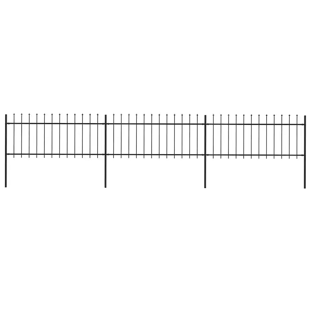 Recinzione da Giardino con Punta a Lancia in Acciaio 504x80 cm Nero 277604