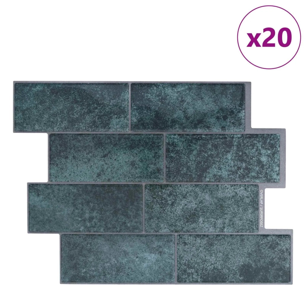 Piastrella subway 20 pcs Blu Verde 29 x 21 cm Poliuretano e PET 42046145