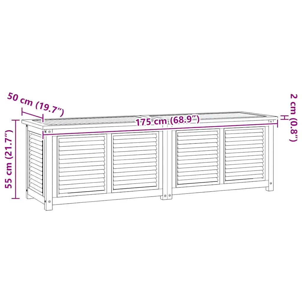 Contenitore Giardino con Borsa 175x50x55 cm Legno Massello Teak 363273