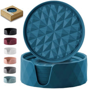 Supporti in Silicone per Vasi [6-Pack] - Supporti per Vasi con Orecchio per Protezione del Piano - Antiscivolo, Non Aderente, Decorazione per Caffè, Blu Scuro