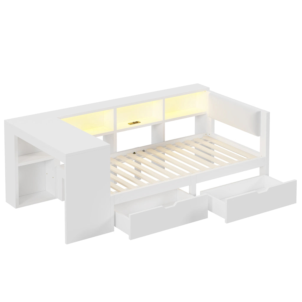 letto piattaforma in mdf e compensato bianco 90 x 200 cm