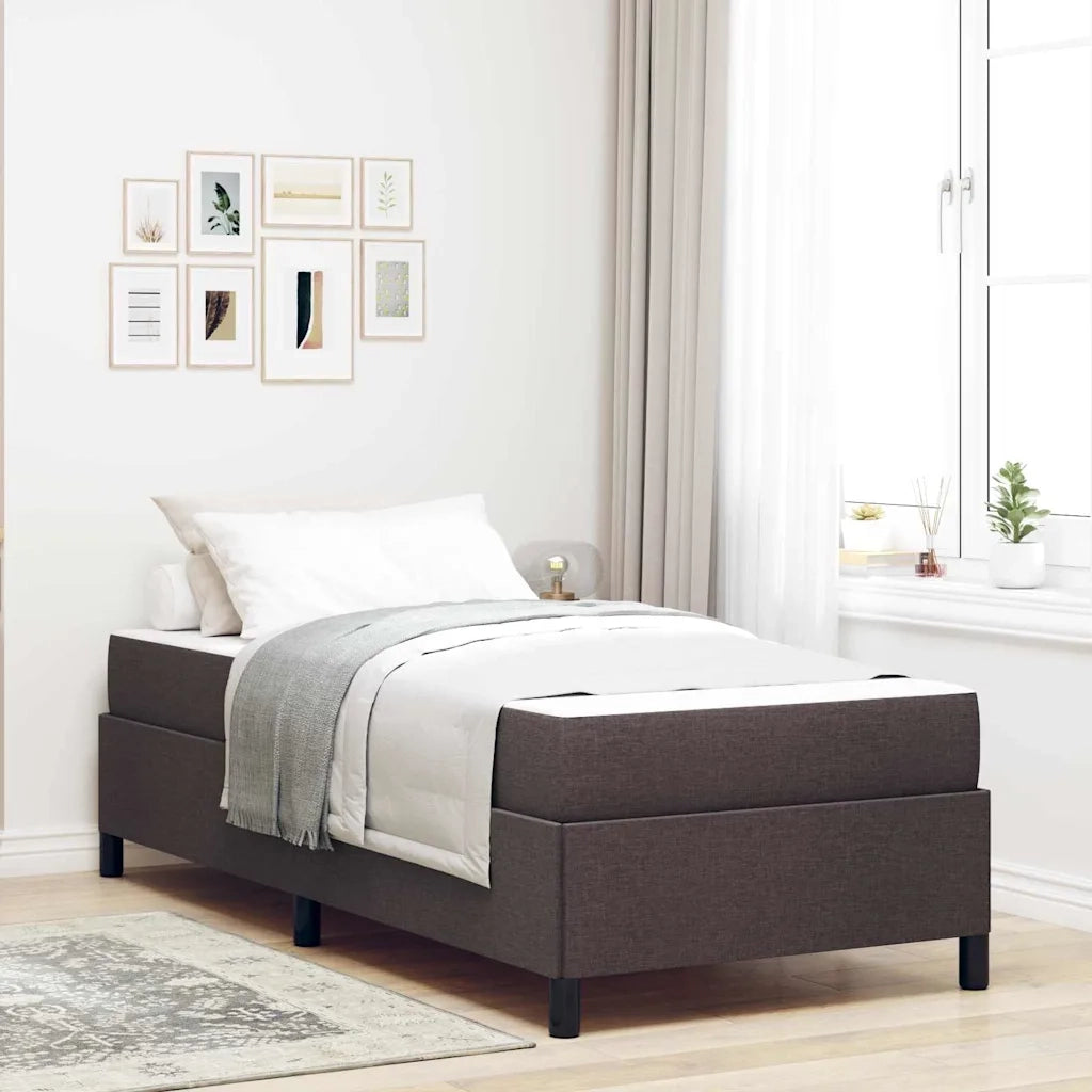 Letto a molle con materasso Marrone Scuro 90 x 190 cm Tessuto
