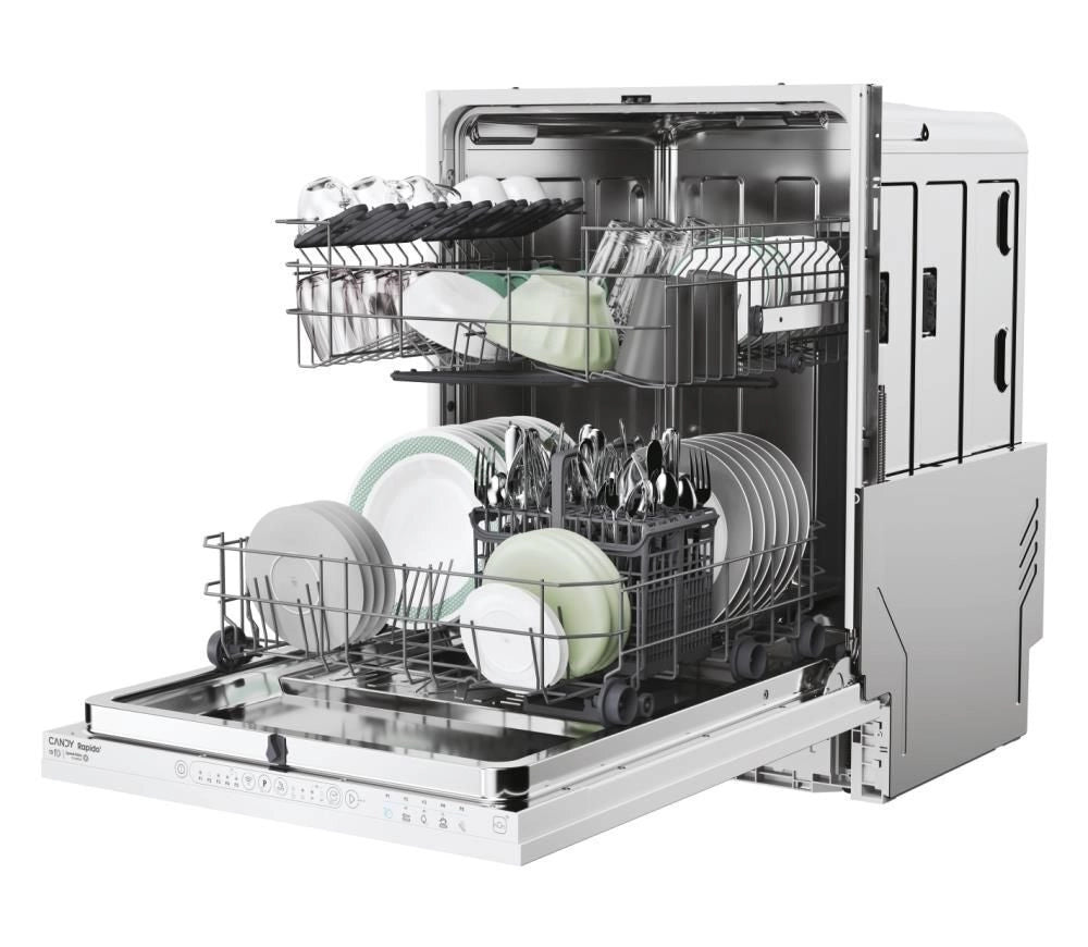 Candy CI 3E53L0W Rapido' Serie Rapido' - Lavastoviglie a scomparsa totale 13 coperti, classe energetica E, motore Speed‑Drive Inverter, Maxi TUB e connettivita' Wi‑Fi-BLE (82,0×59,8×55,0 cm), colore Bianco