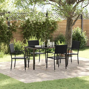 Set da Pranzo per Giardino con cuscino 5 pcs Nero polyrattan 3380038