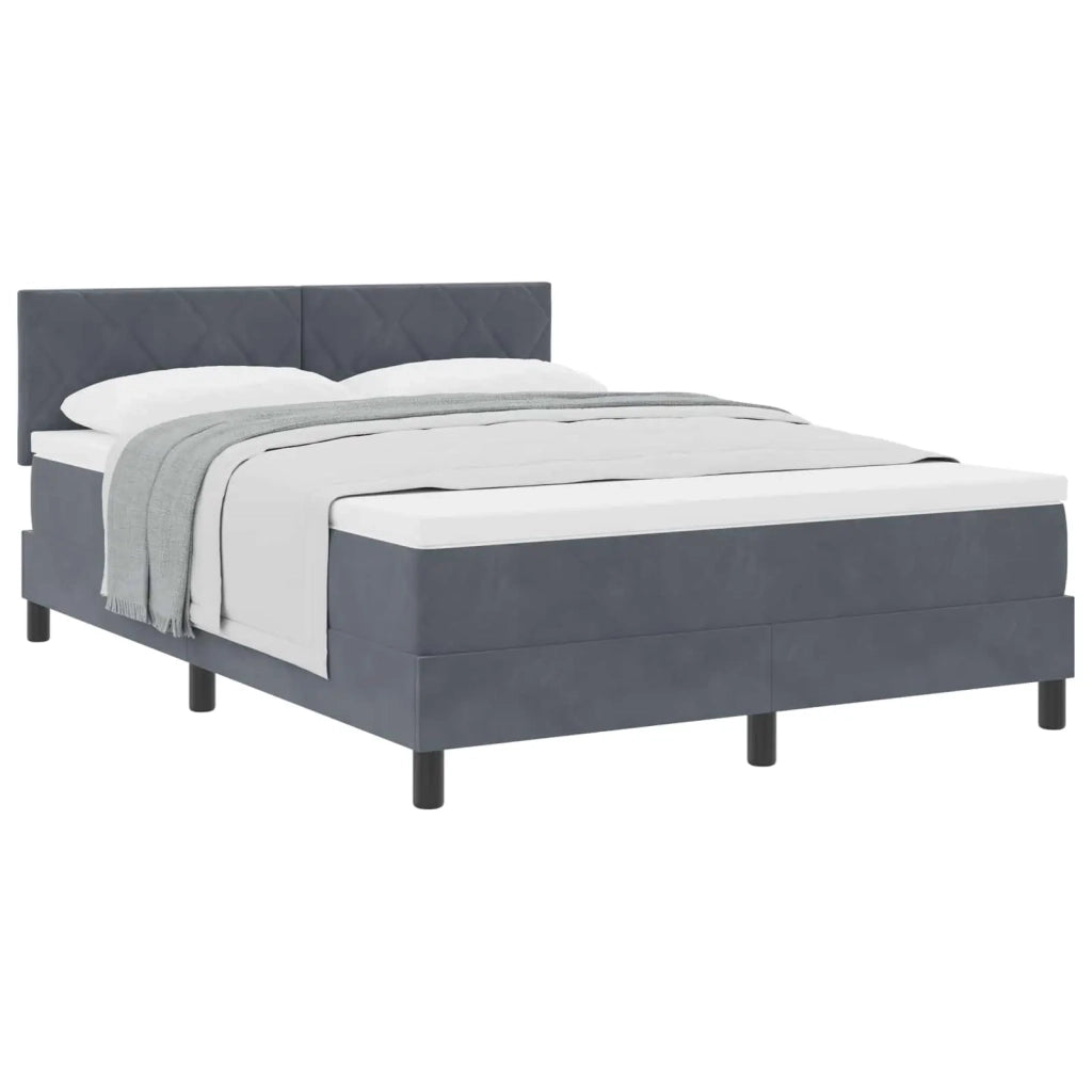 Letto a molle con materasso Grigio scuro 140 x 190 cm Velluto 3339237