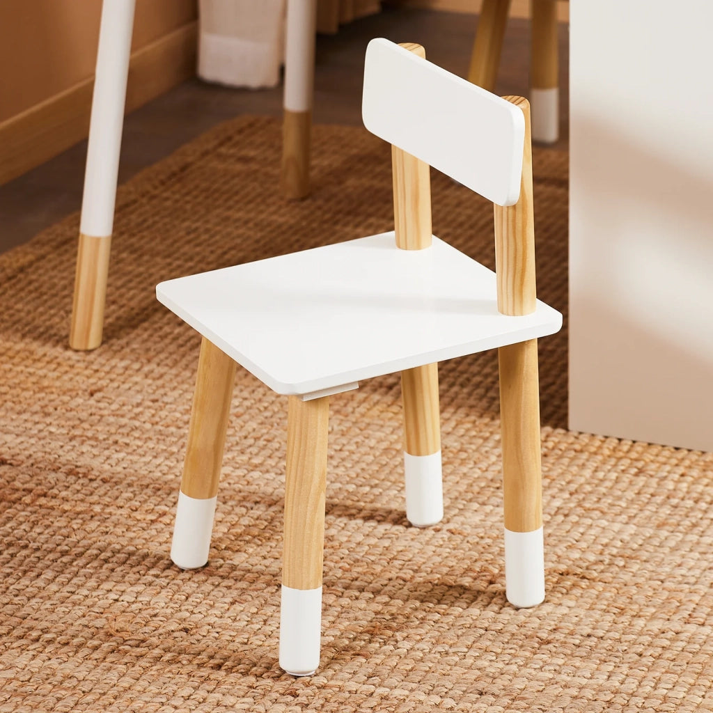 SoBuy Tavolo per bambini con 2 sgabelli Set mobili per bambini Tavolo con spazio di archiviazione Bianco 90x60x53cm KMB113-W