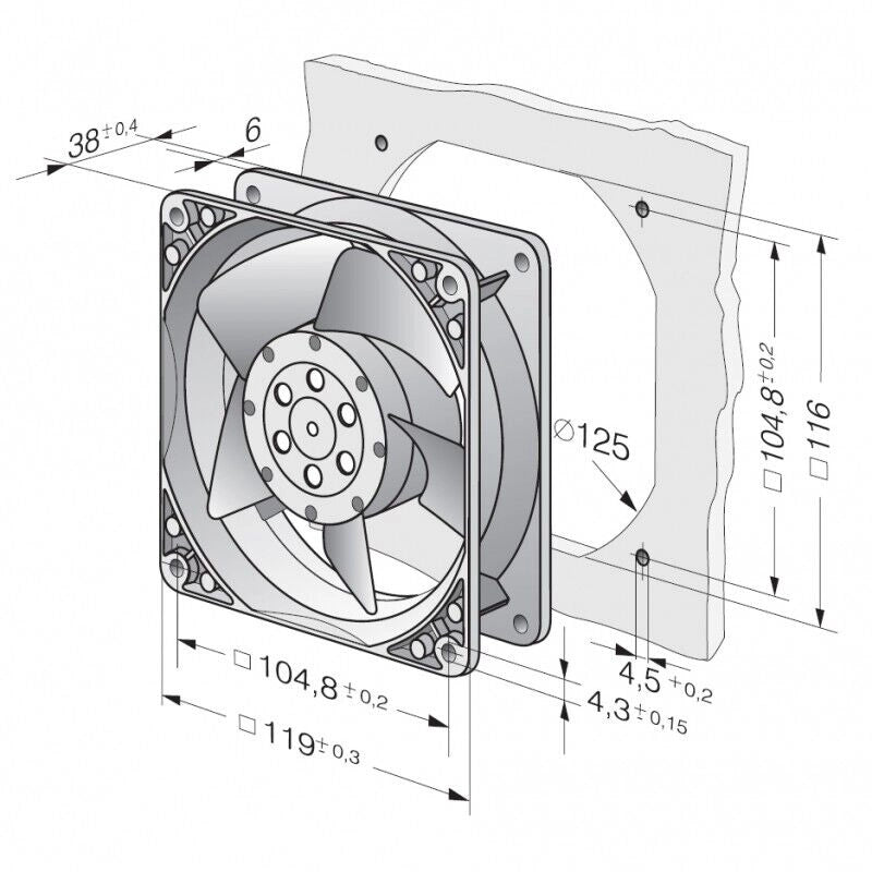Ventilatore ASSIALE per Stufa A Pellet Ventola in Metallo 120X38 19W EBMPAPST EBM PAPST 4650N