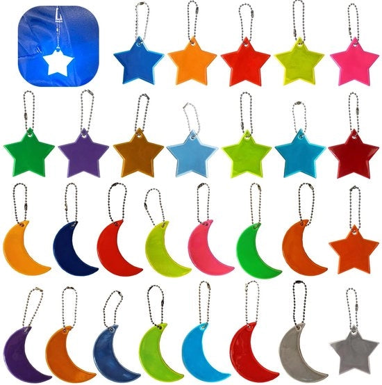 Kit di riflettori di sicurezza - 28 pezzi di hangers riflettenti - Riflettori per borsa scolastica - Riflettente per chiave - Impermeabile - Resistente ai raggi UV - Riflettori di sicurezza