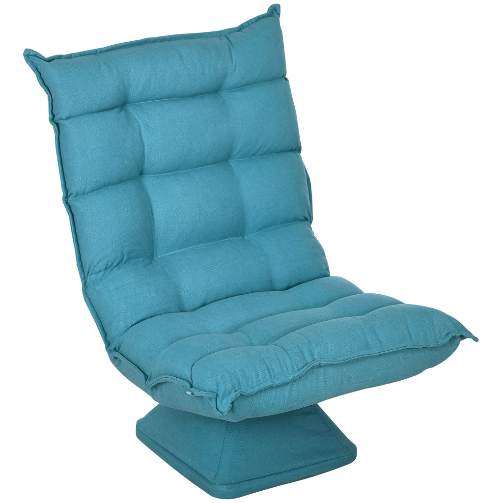 Poltrona Relax Girevole ¨C Xylo ¨C Velluto Blu Schienale Reclinabile 5 Posizioni 62x70x95cm