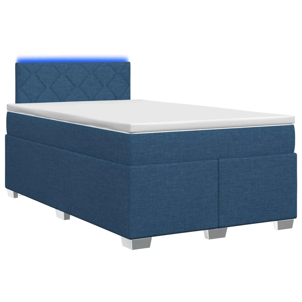 Letto con Box Spring, Materasso e LED Blu 120 x 200 cm Tessuto 3451930