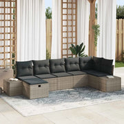 Set Divano da Giardino con cuscino 7 pcs Grigio polyrattan